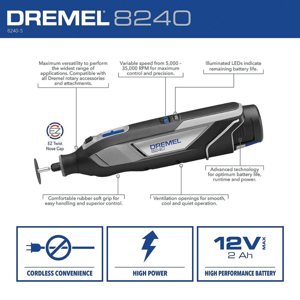 Dremel 8240-5 12V Cordless Rotary Tool Kit - 2