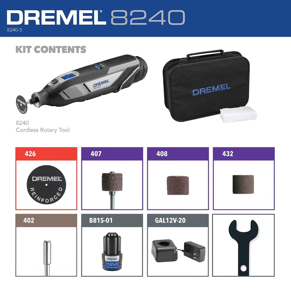 Dremel 8240-5 12V Cordless Rotary Tool Kit - 3