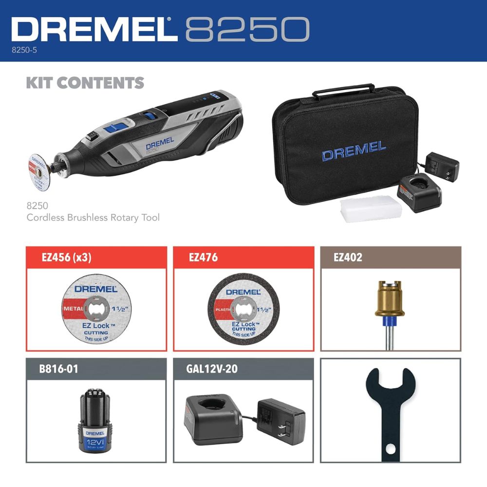 Dremel 8250-5 12V Cordless Brushless Rotary Tool Kit - 3