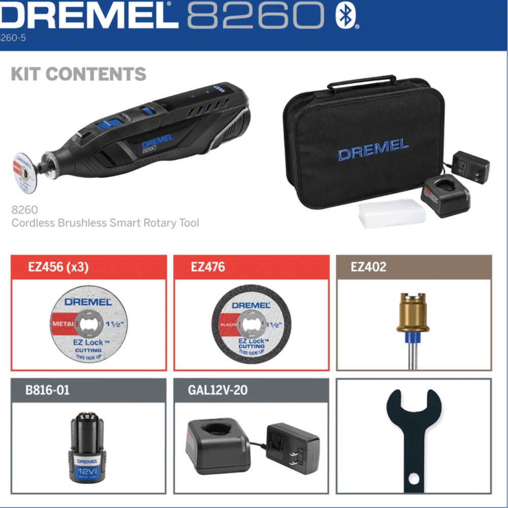 Dremel 8260-5 12V Cordless Brushless & Connected Rotary Tool Kit - 5