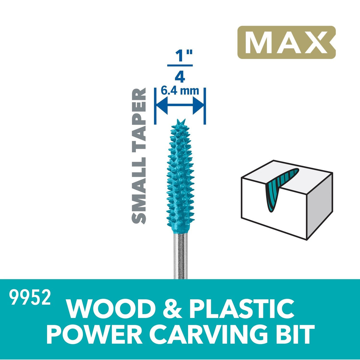 Dremel 9952 1/4" MAX Small Taper Carving Bit for Wood Plastic Foam and Rubber - 2