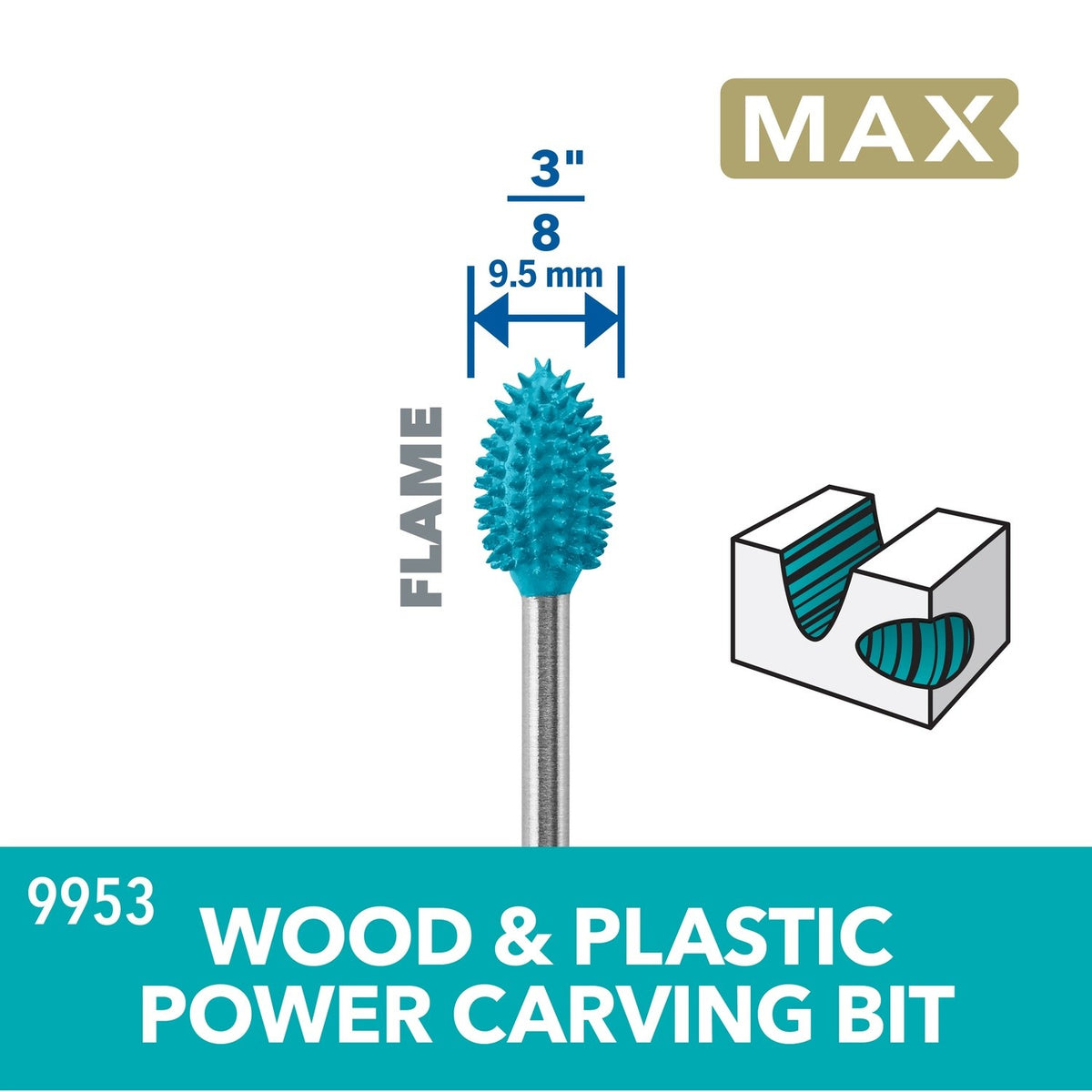 Dremel 9953 3/8" 9.5 mm MAX Flame Power Carving Bit for Wood and Plastic - 2