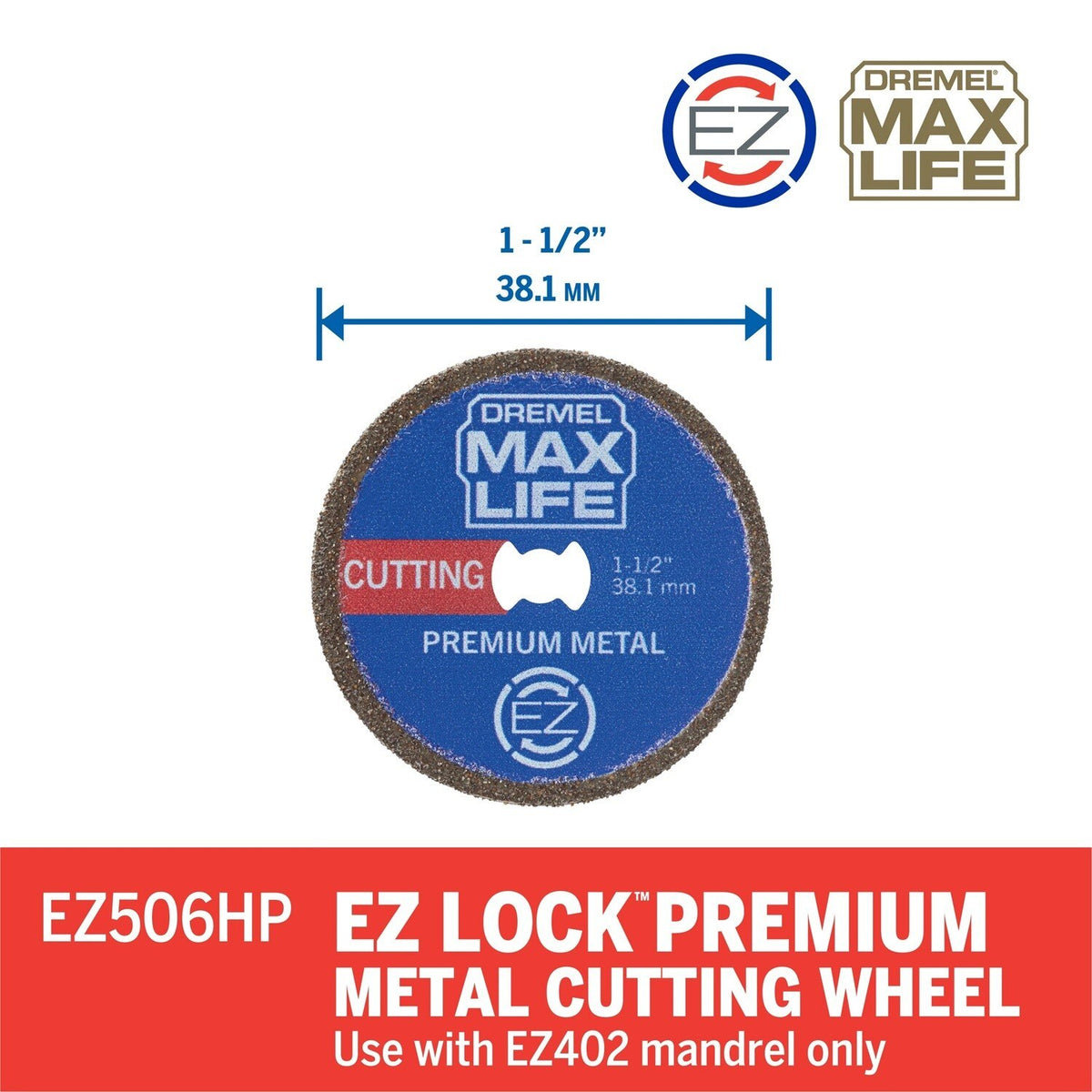 Dremel EZ506HP 1-1/2" Max Life EZ Lock Premium Metal Cutting Wheel with CBN Coating - 2