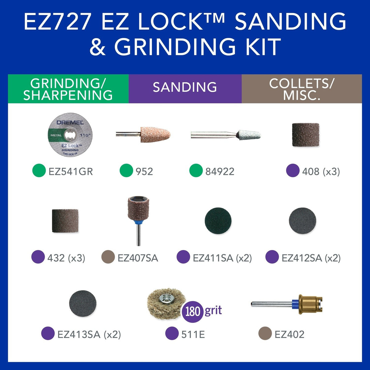 Dremel EZ727-01 EZ Lock Sanding and Grinding Accessory Micro Kit for Rotary Tools (18 Pack) - 2
