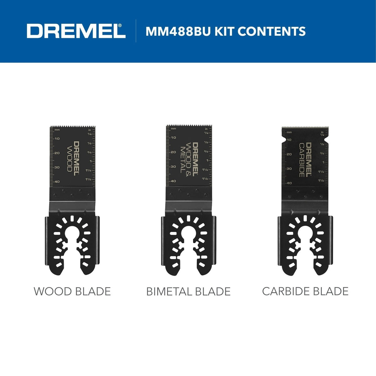 Dremel MM488BU 1.25" Universal Oscillating Multi-Tool Flush Cut Blade Variety Pack (3 Pack) - 2