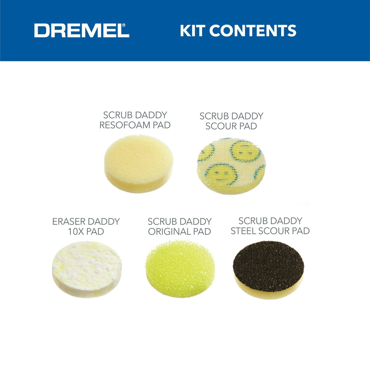 Dremel PC360-5 Scrub Daddy Cleaning Pad Variety Pack for Versa Power Cleaning Tool (5 pack)