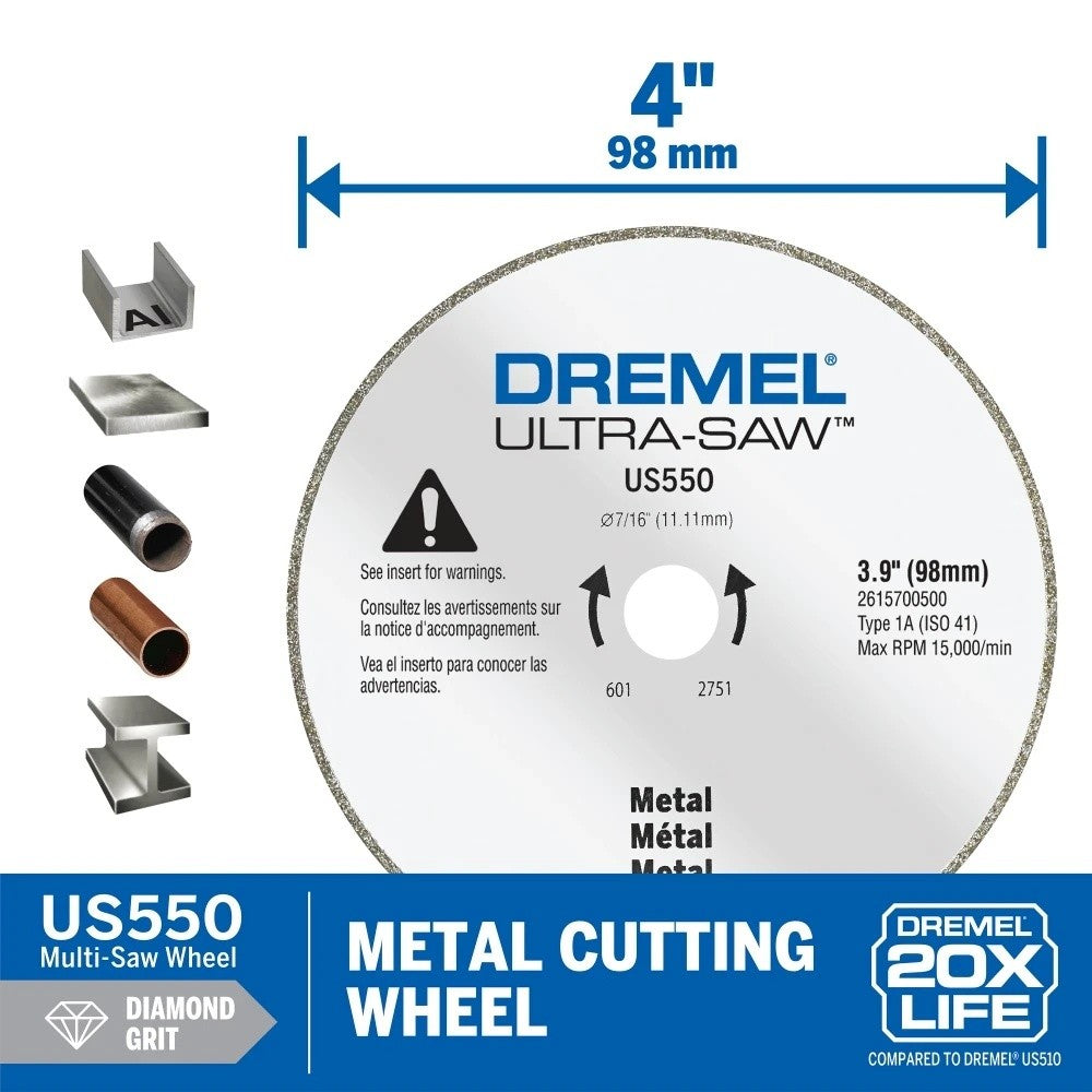 Dremel US550-01 Ultra-Saw 4" Diamond Grit Metal Cutting Wheel - 2