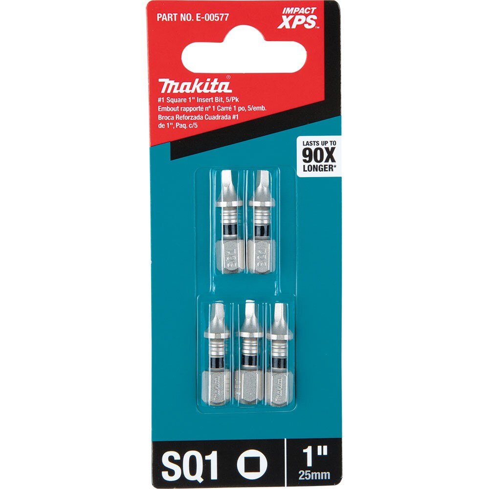 Makita E-00577 Impact XPS #1 Square 1" Insert Bit, 5 Pack - 3