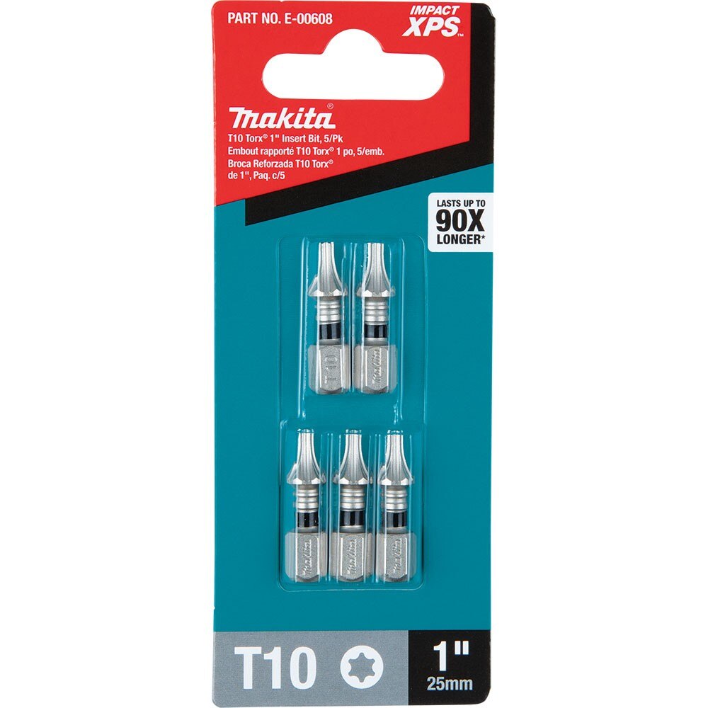 Makita E-00608 Impact XPS T10 Torx 1" Insert Bit, 5 Pack - 3