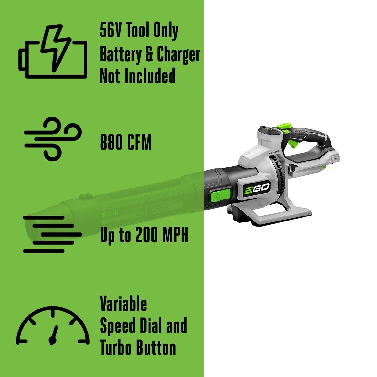 EGO LB8800 56V POWER Plus 880 CFM 200 MPH Cordless Handheld Leaf Blower Bare Tool (1 Each) - 2