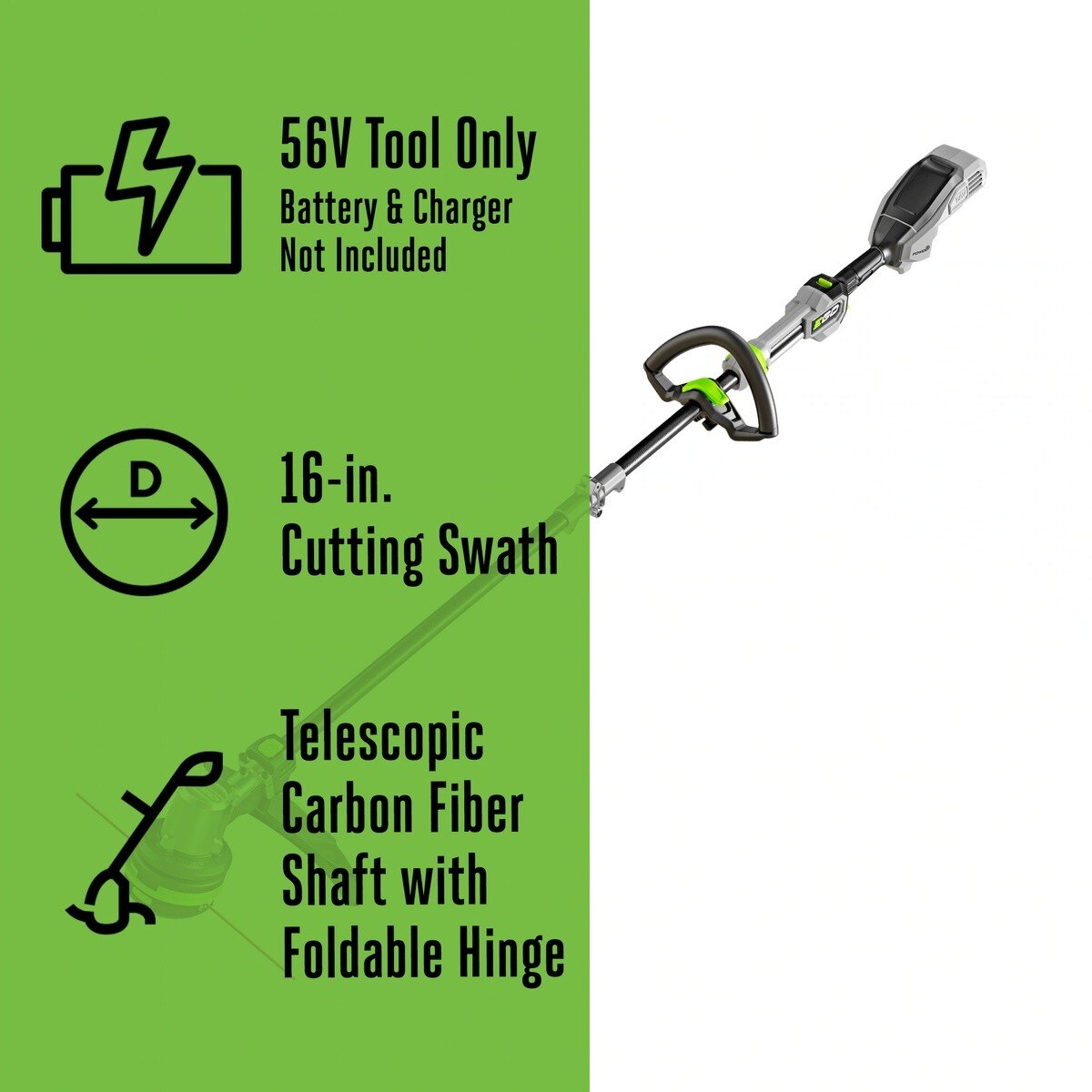 EGO ST1610T 56V 16 in POWERLOAD String Trimmer with Telescopic Carbon Fiber Shaft Bare Tool (1 Each) - 2