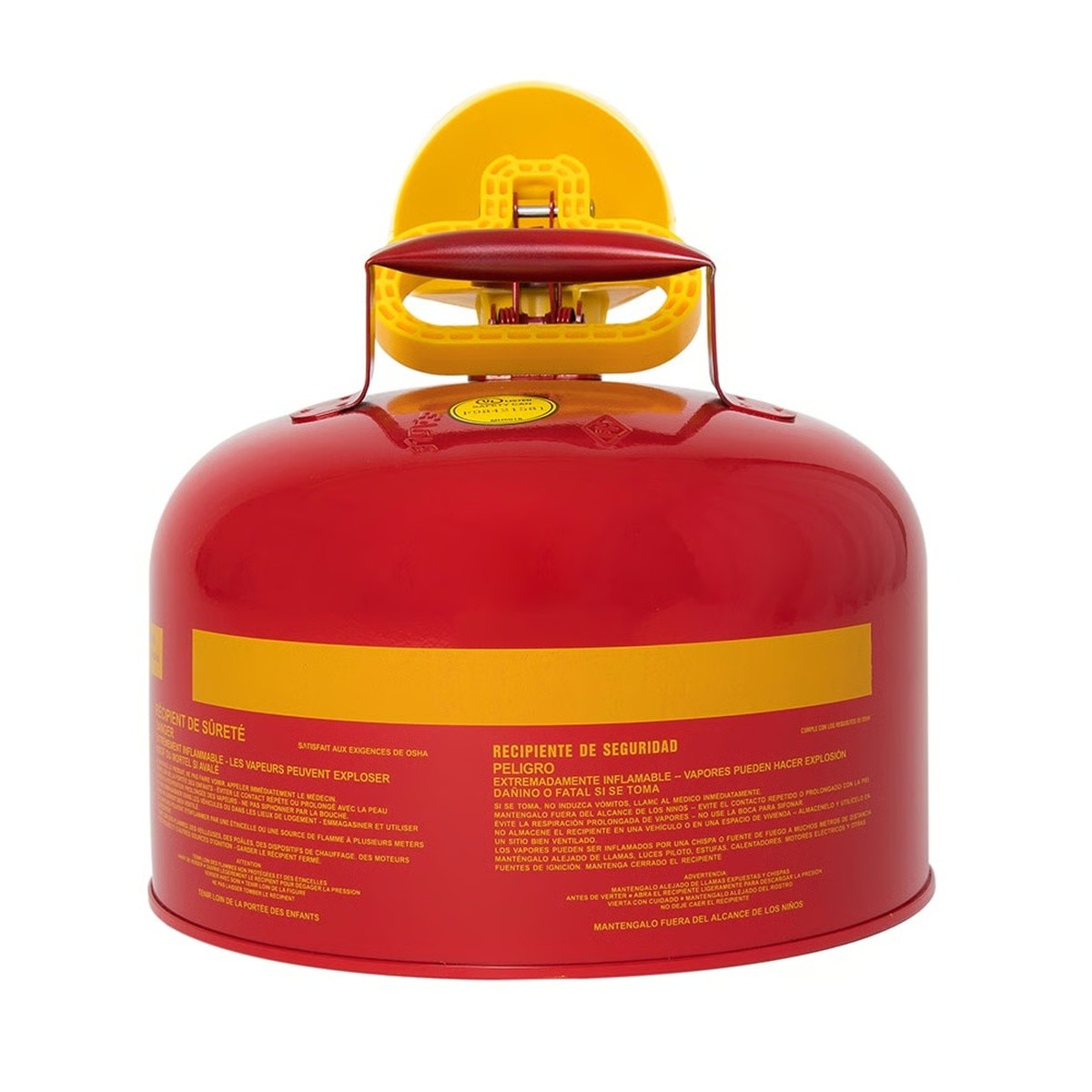 Eagle UI-25-FS Type I Steel Safety Can for Flammables with Funnel and Flame Arrester, 2.5 Gallon, 10" H x 11.25" OD, Red - 3