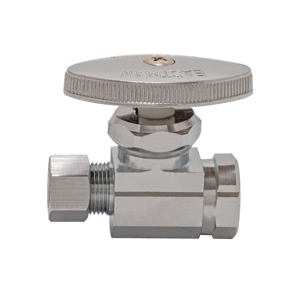 Eastman 04318LF 3/8 in. OD x 3/8 in. FIP Chrome Plated Straight Multiturn Stop Valve - 3