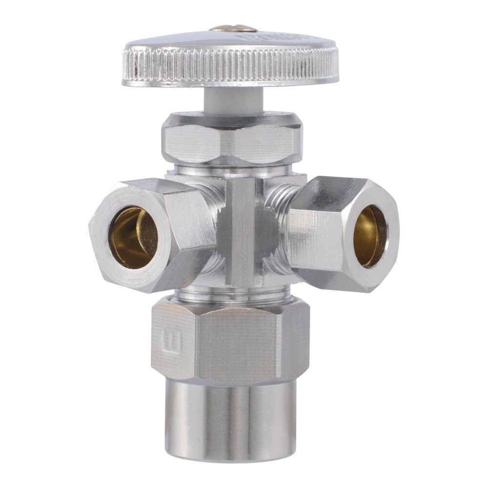 Eastman 04349LF 3/8 in OD x 3/8 in OD x 1/2 in CPVC Multi-Turn Dual Outlet Angle Stop Valve