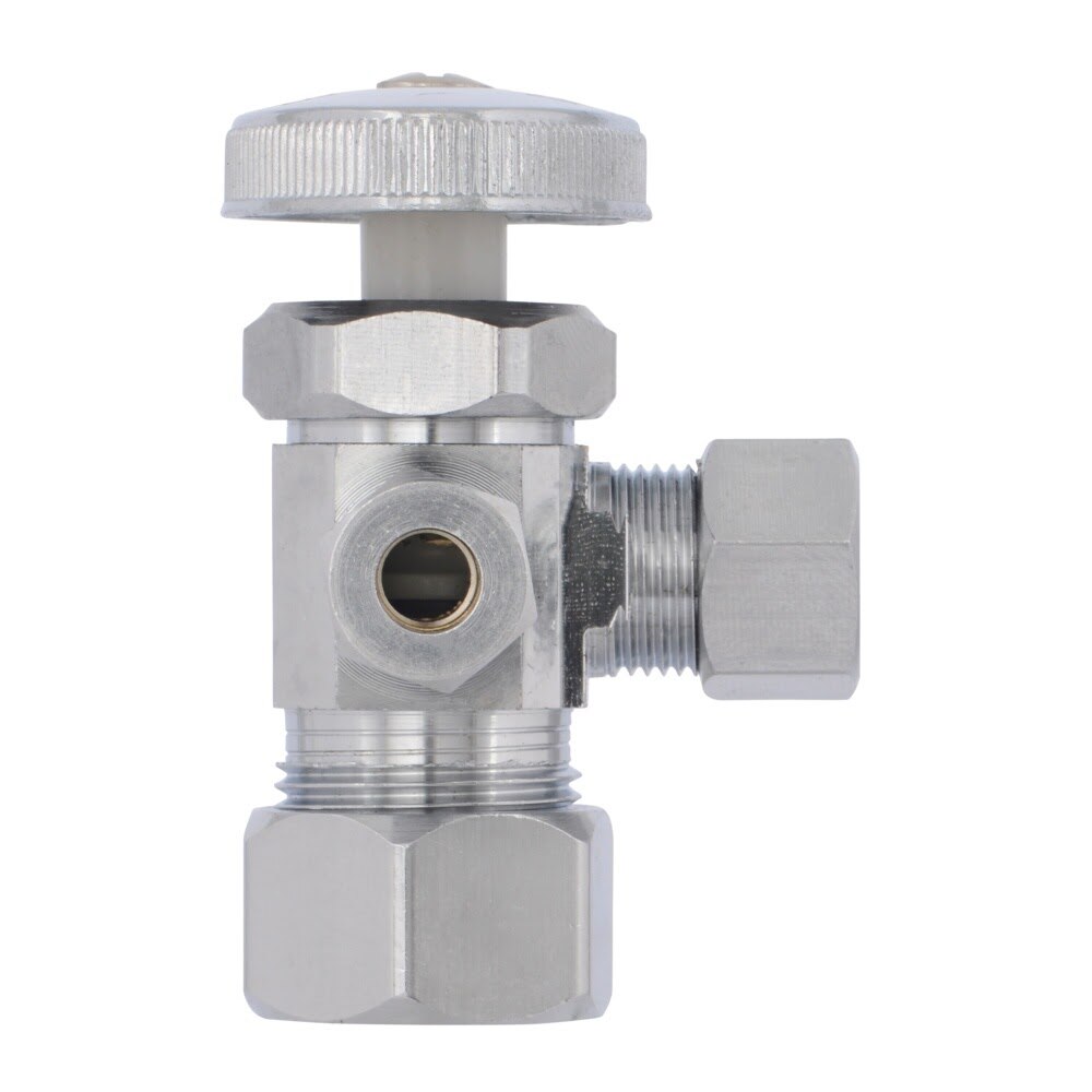 Eastman 04351LF 3/8 in. x 1/4 in. x 5/8 in. Compression Multi Turn Dual Outlet Angle Stop Valve - 2