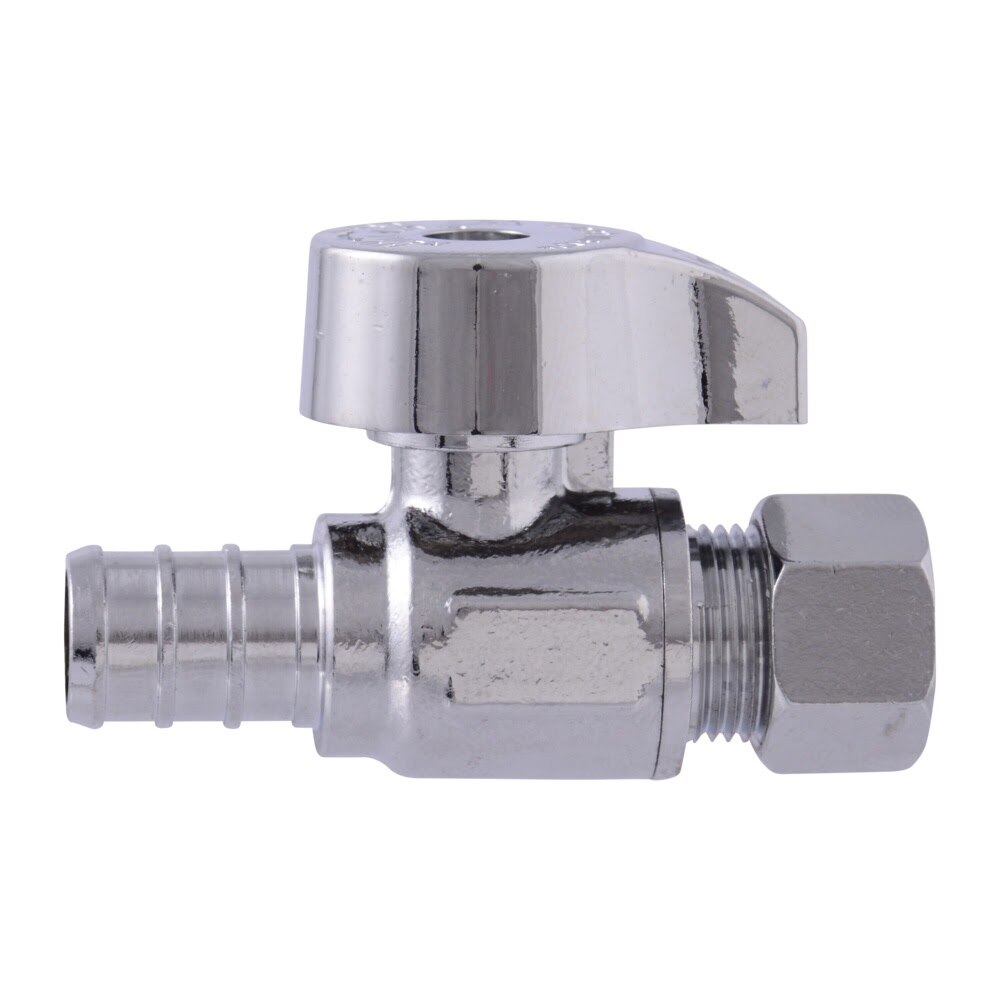 Eastman 10728LF 3/8 in. OD x 1/2 in. PEX Quarter Turn Crimp Straight Stop Valve - 2