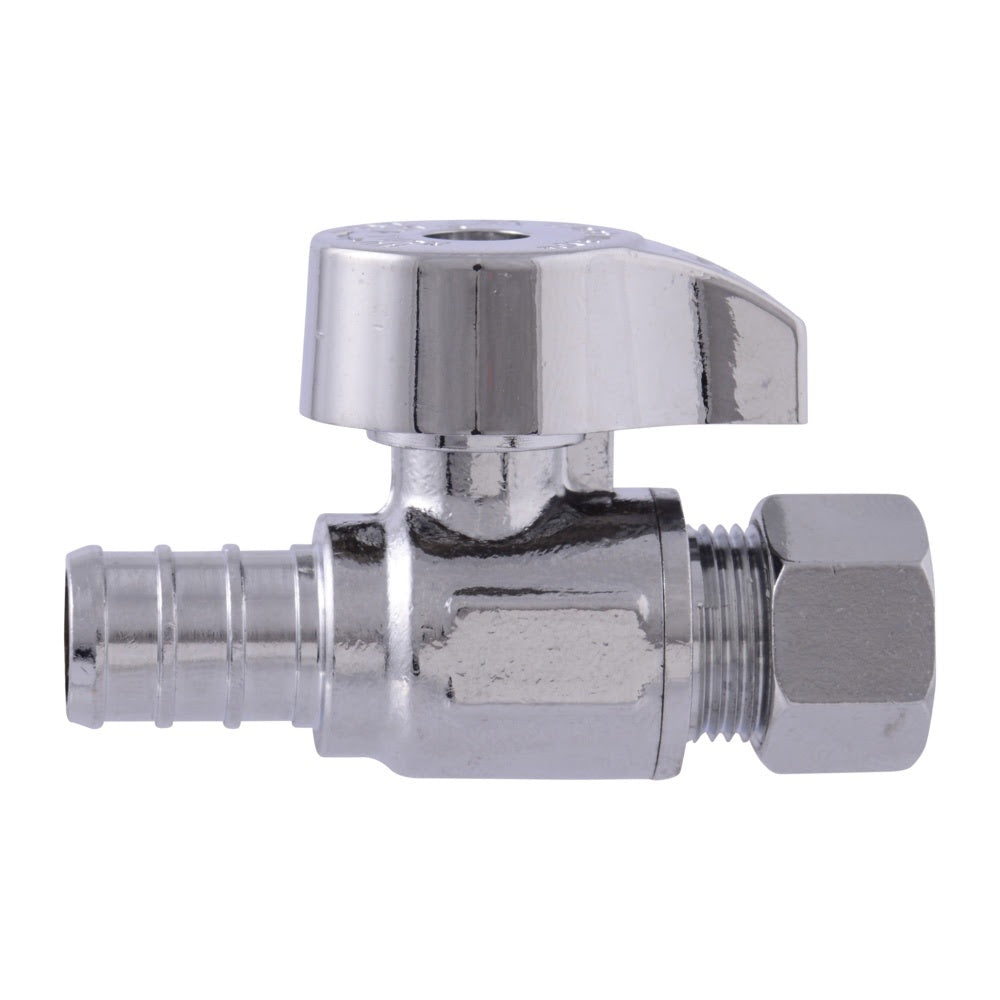 Eastman 10728LF 3/8 in. OD x 1/2 in. PEX Quarter Turn Crimp Straight Stop Valve - 2