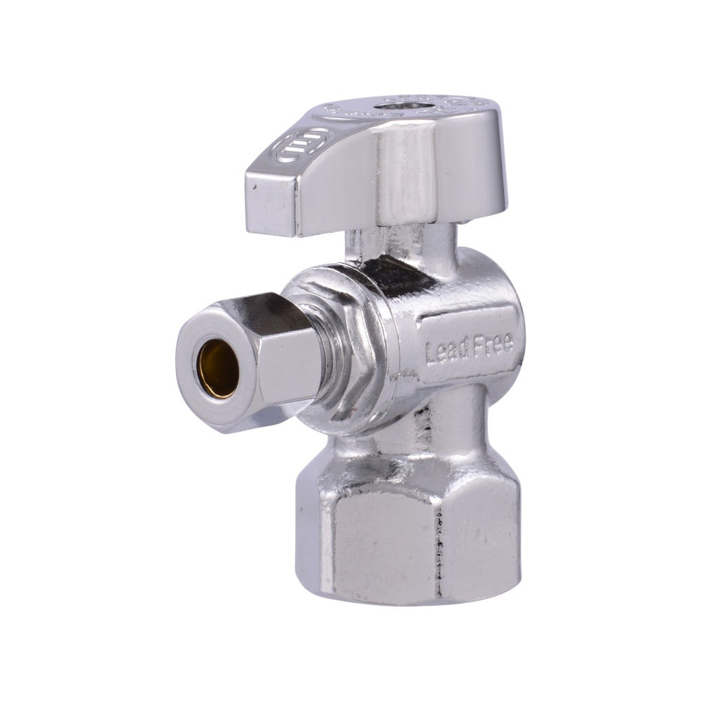 Eastman 10732LF 1/4 in. OD x 1/2 in. FIP Quarter Turn Angle Stop Valve Lead Free Chrome Plated