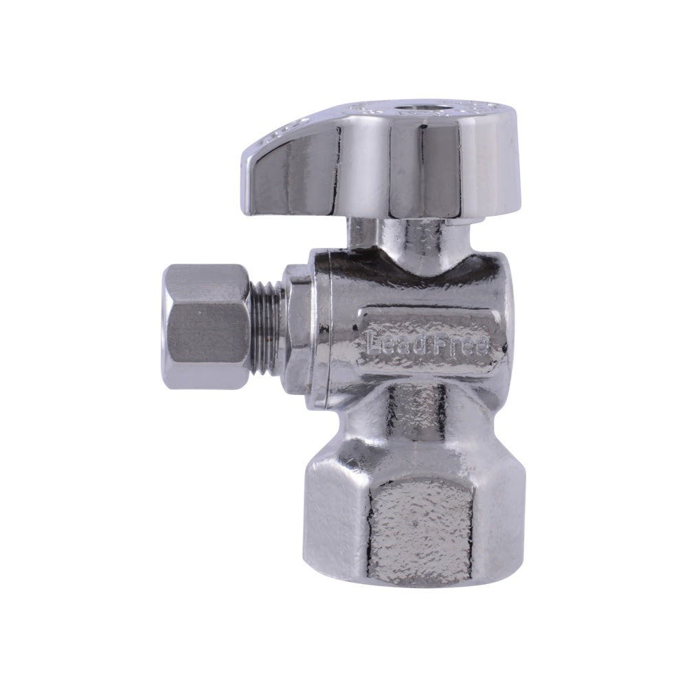 Eastman 10732LF 1/4 in. OD x 1/2 in. FIP Quarter Turn Angle Stop Valve Lead Free Chrome Plated - 2