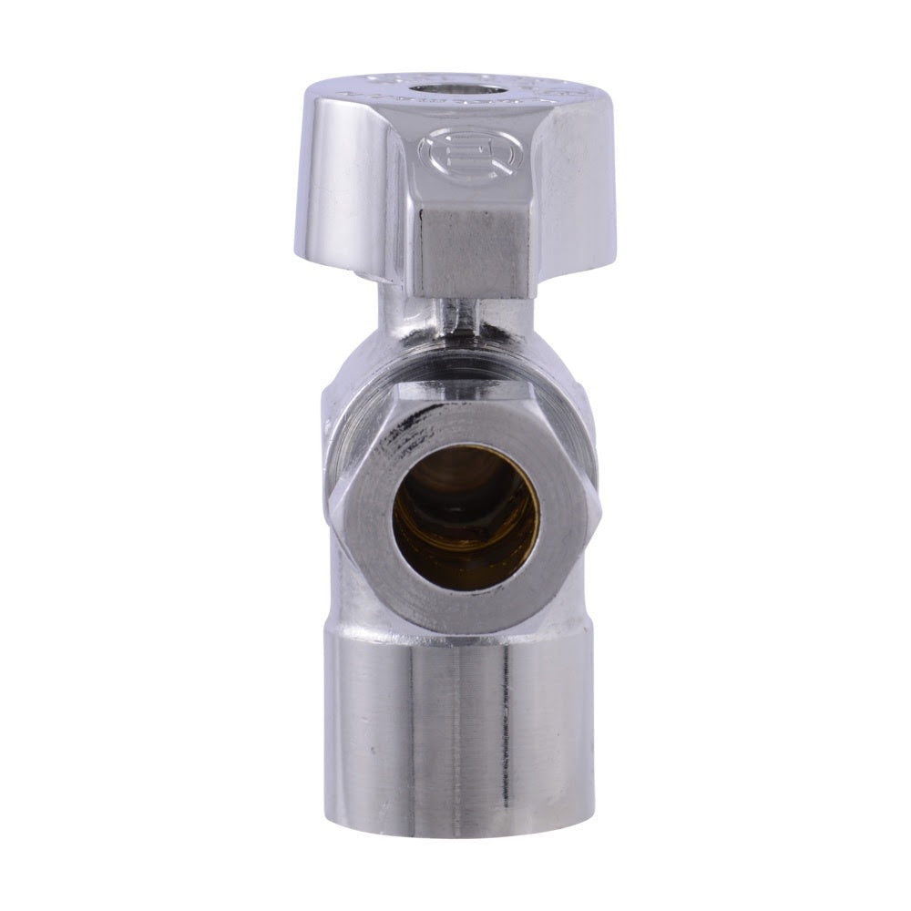 Eastman 10736LF 3/8 in OD x 1/2 in Sweat Quarter Turn Angle Stop Valve Lead Free Chrome Plated - 3