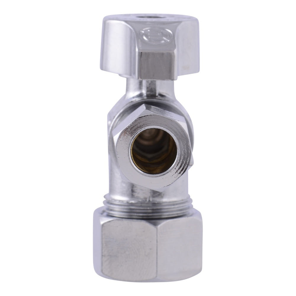 Eastman 10738LF 3/8 in. OD x 5/8 in. OD Quarter Turn Compression Angle Stop Valve Lead Free - 3
