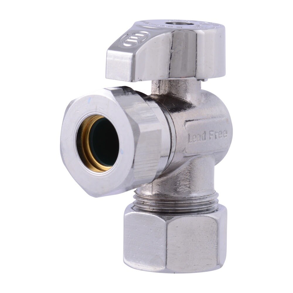 Eastman 10740LF Quarter Turn Angle Stop Valve 1/2 in. or 7/16 in. Slip Joint x 5/8 in. OD Compression