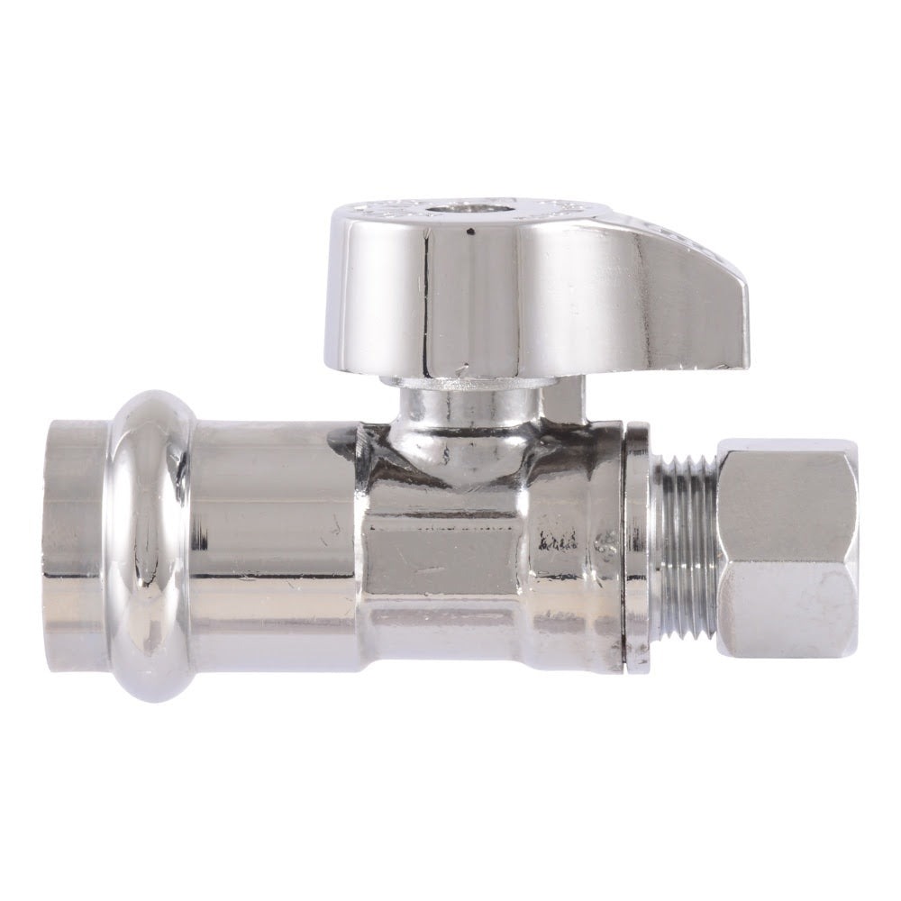 Eastman 10761 1/2 in Press x 3/8 in OD Compression Quarter Turn Straight Stop Valve Lead Free - 2