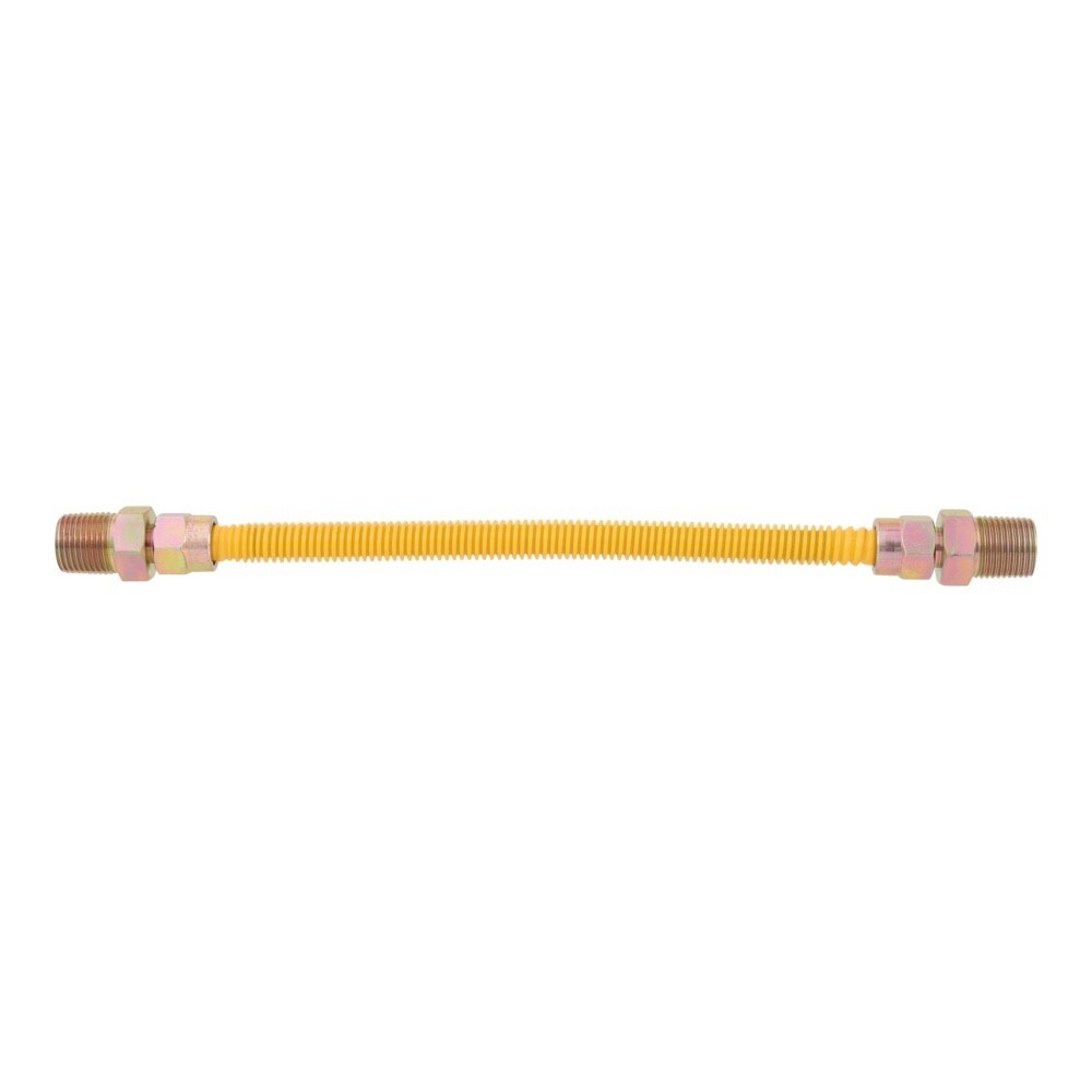 Eastman 10YE505012 3/8 in. OD x 12 in. Yellow Epoxy Coated Stainless Steel MIP x MIP Gas Connector - 2