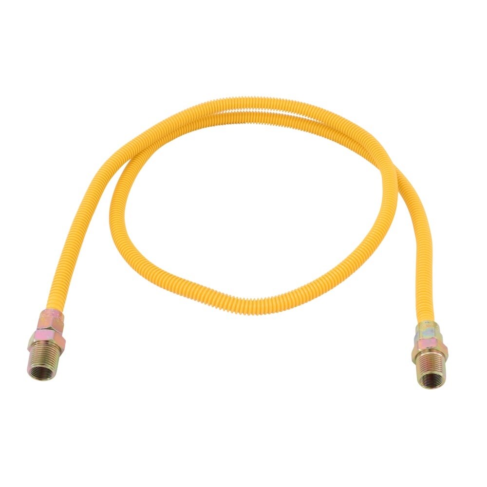 Eastman 10YE505060 3/8 in OD x 60 in Yellow Coated Stainless Steel Gas Connector with 1/2 in MIP Ends - 3