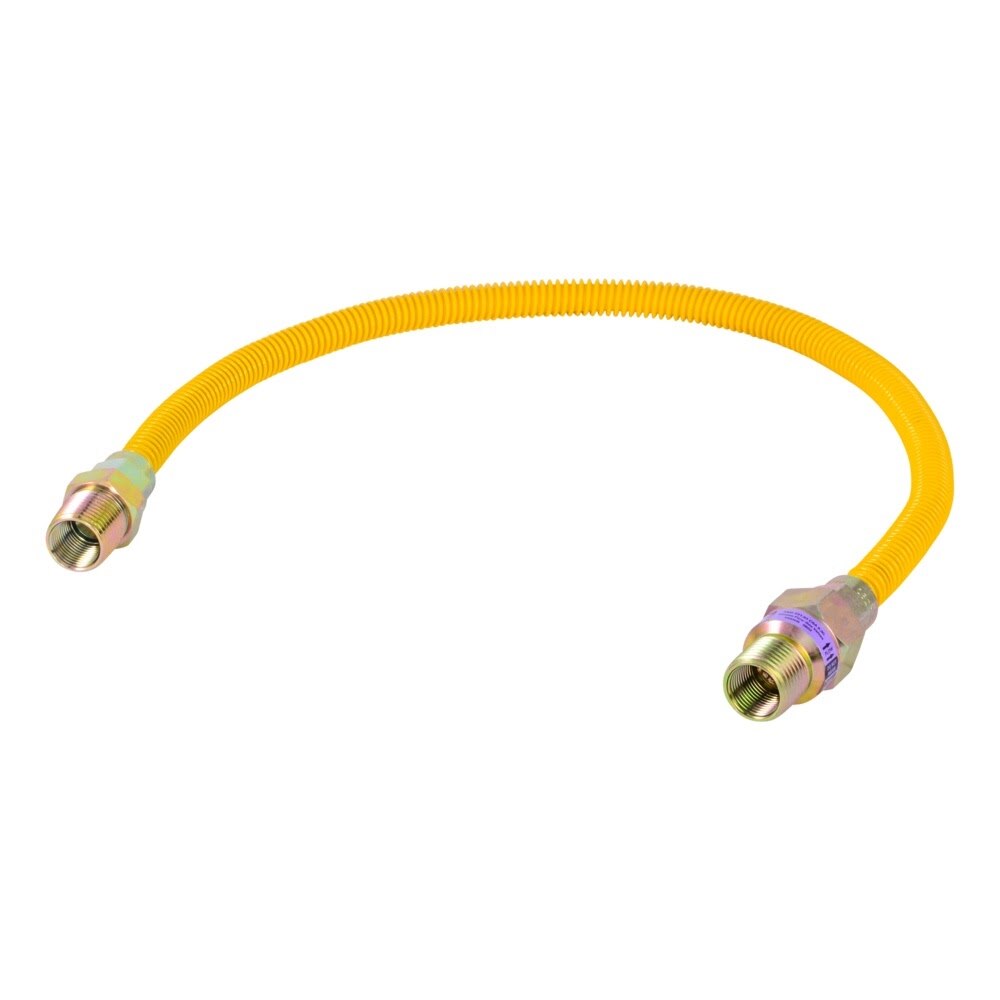 Eastman 10YE50V024B 3/8 in. OD x 24 in. Yellow Stainless Steel EFV Gas Connector 1/2 in. MIP x 1/2 in. MIP