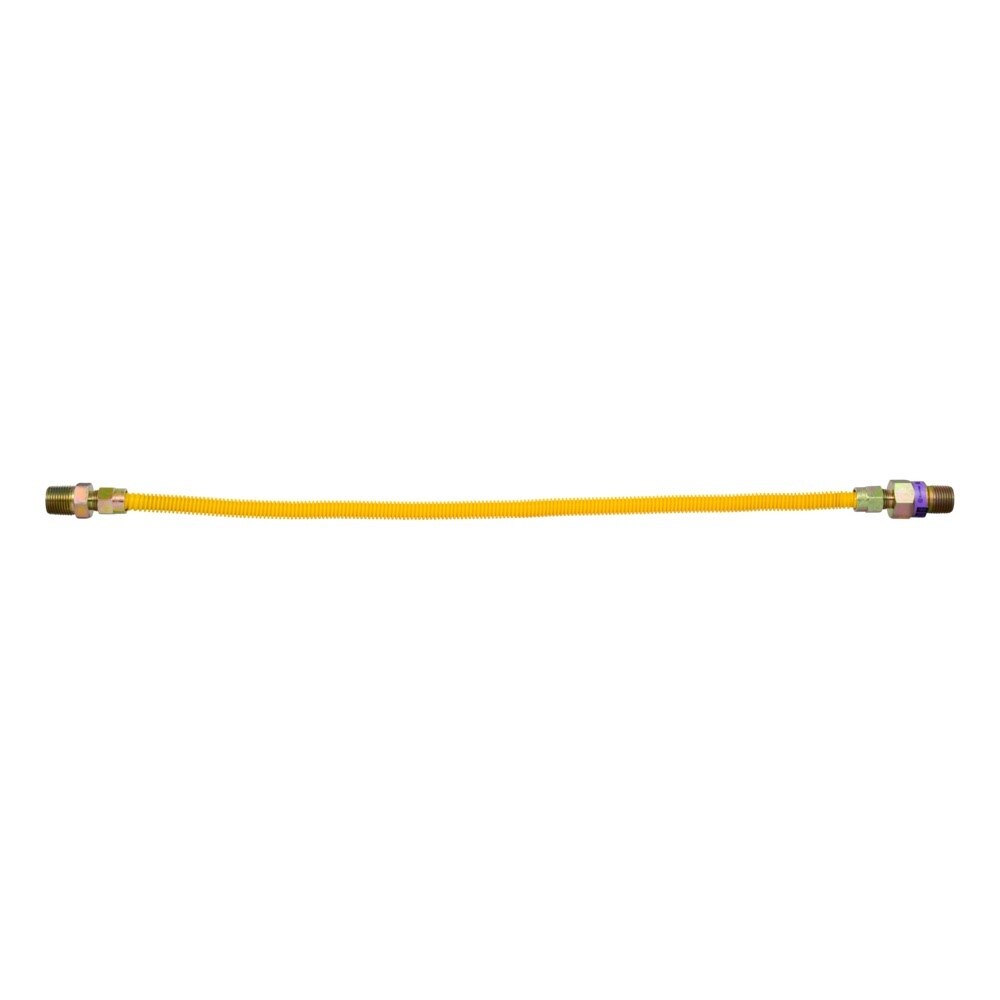 Eastman 10YE50V024B 3/8 in. OD x 24 in. Yellow Stainless Steel EFV Gas Connector 1/2 in. MIP x 1/2 in. MIP - 2