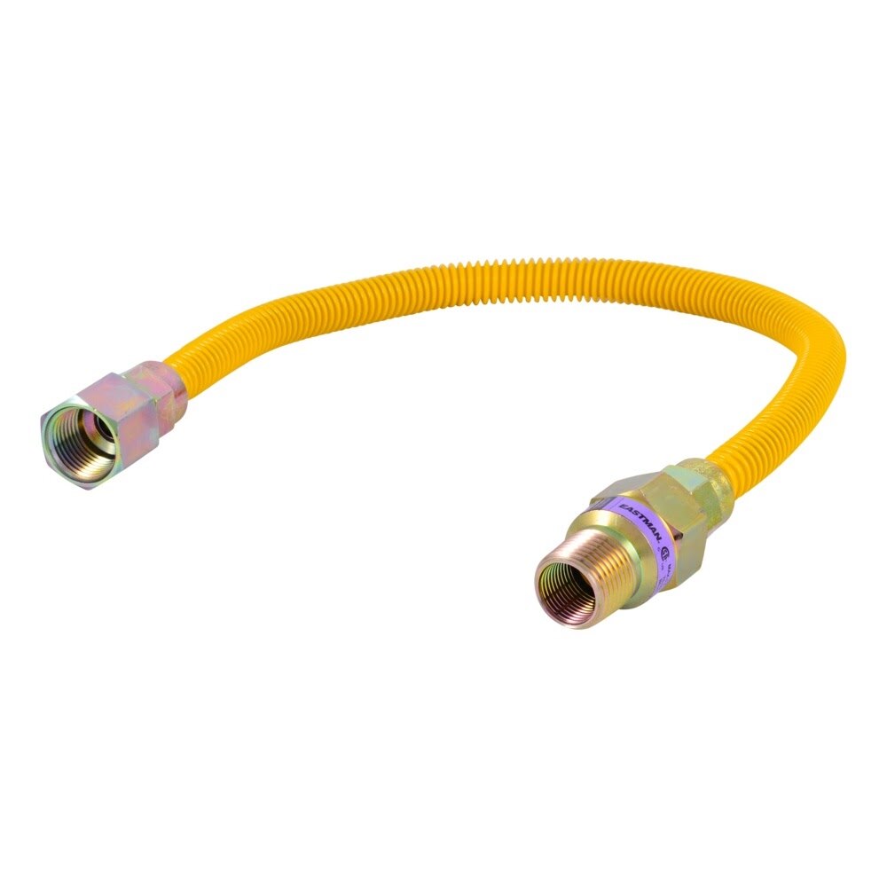 Eastman 10YE51V018B 18 in 3/8 in OD Stainless Steel Gas Connector with 1/2 in FIP x 1/2 in MIP EFV