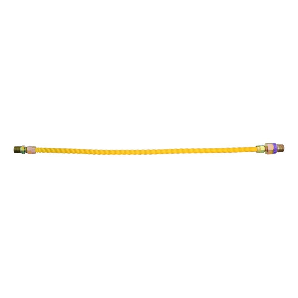 Eastman 10YE52V024B 3/8 in. OD x 24 in. Yellow Coated Stainless Steel Gas Connector with EFV - 2