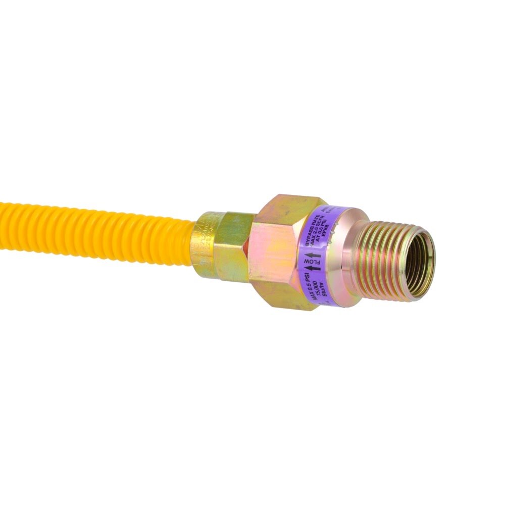 Eastman 10YE52V060B 3/8 in. OD x 60 in. Yellow Stainless Steel Gas Connector 3/8 in. MIP x 1/2 in. MIP EFV - 3