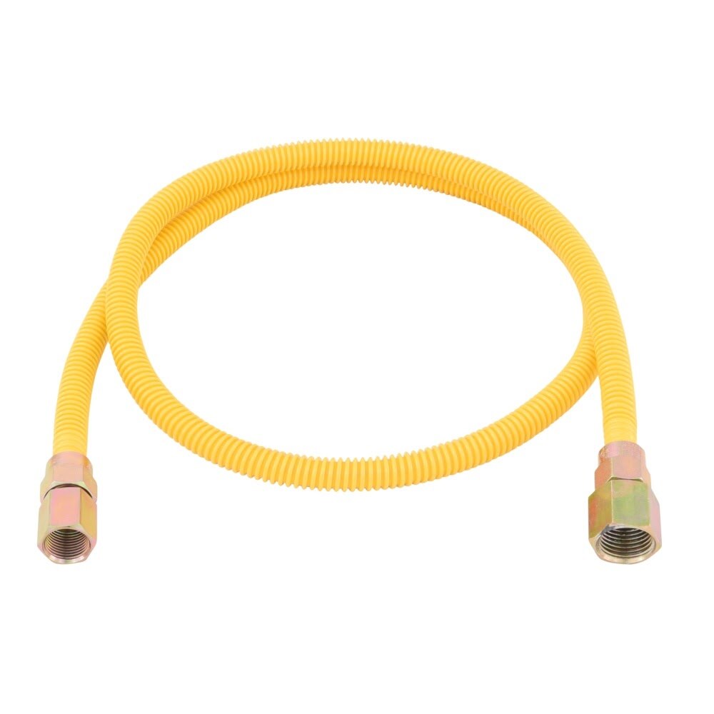 Eastman 10YE535148B 3/8 in x 48 in Yellow Stainless Steel Gas Connector 3/8 FIP x 1/2 FIP - 3