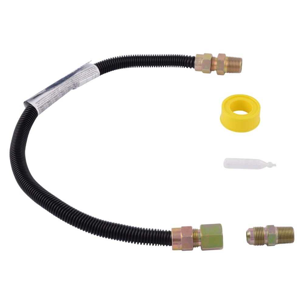 Eastman 20BE52515024K 1/2 in. OD x 24 in. Black Stainless Steel Gas Log Installation Kit - 2