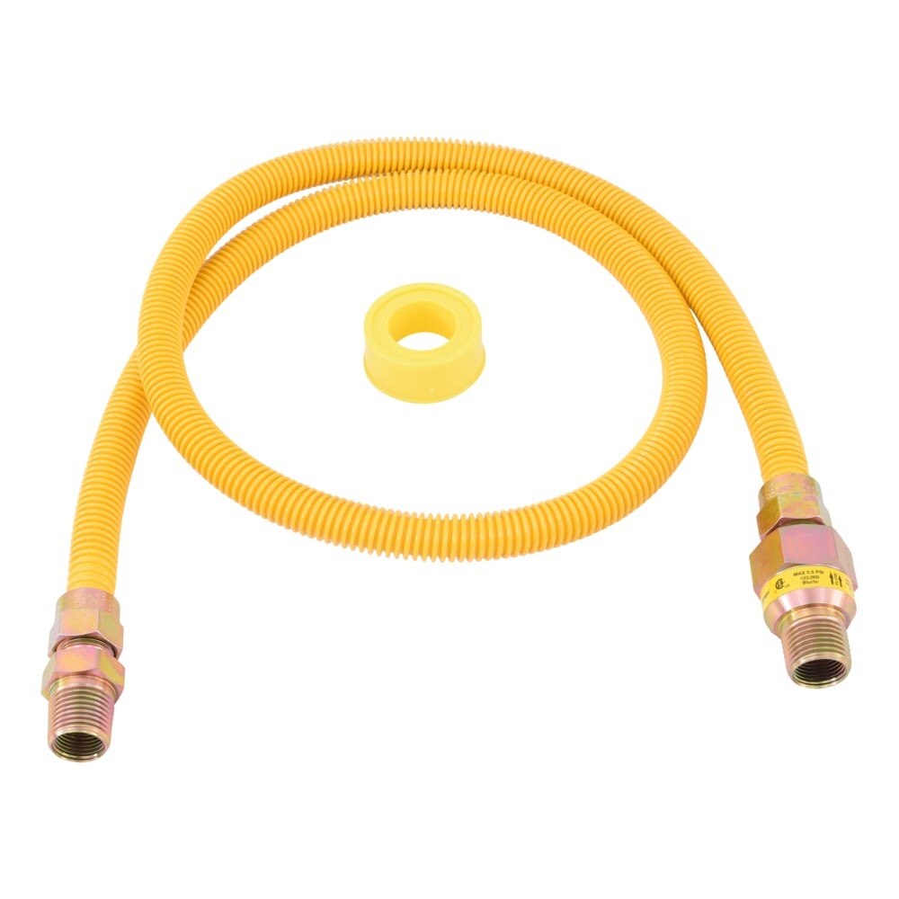 Eastman 20YE50V048K 1/2 in OD x 48 in Yellow Stainless Steel Gas Dryer Connector Kit with EFV - 3