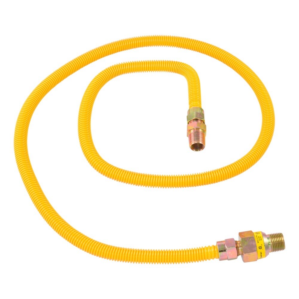 Eastman 20YE50V060B 1/2 in OD x 60 in Yellow Stainless Steel Gas Connector with EFV