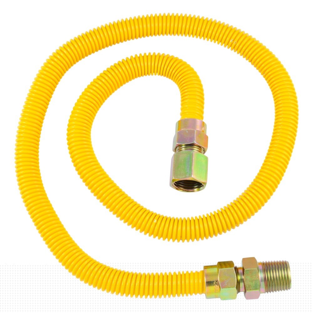 Eastman 20YE515036B 36 in. Yellow Stainless Steel Gas Connector with 1/2 in. FIP x 1/2 in. MIP Ends