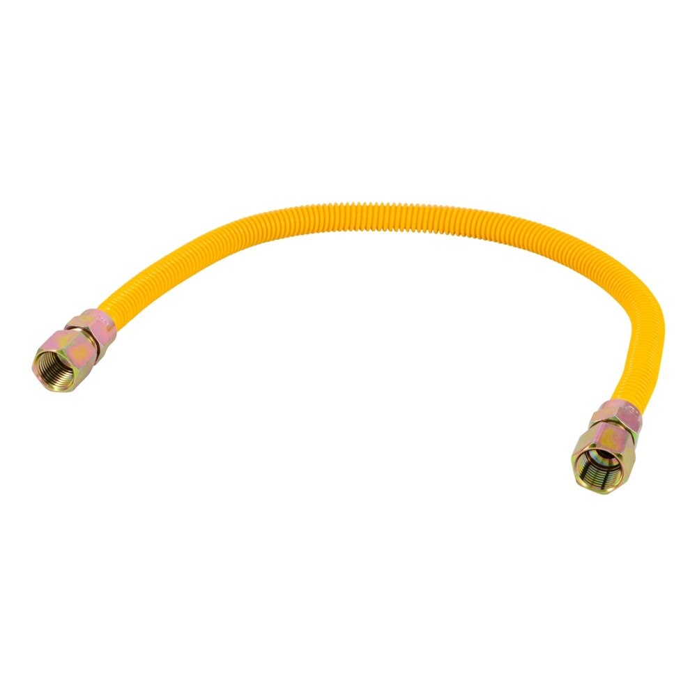Eastman 20YE515124B 1/2 in. OD x 24 in. Yellow Stainless Steel Gas Connector with 1/2 in. FIP Ends