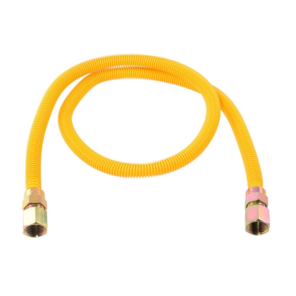 Eastman 20YE515148B 1/2 in. x 48 in. Yellow Stainless Steel Gas Connector with 1/2 in. FIP Ends - 2