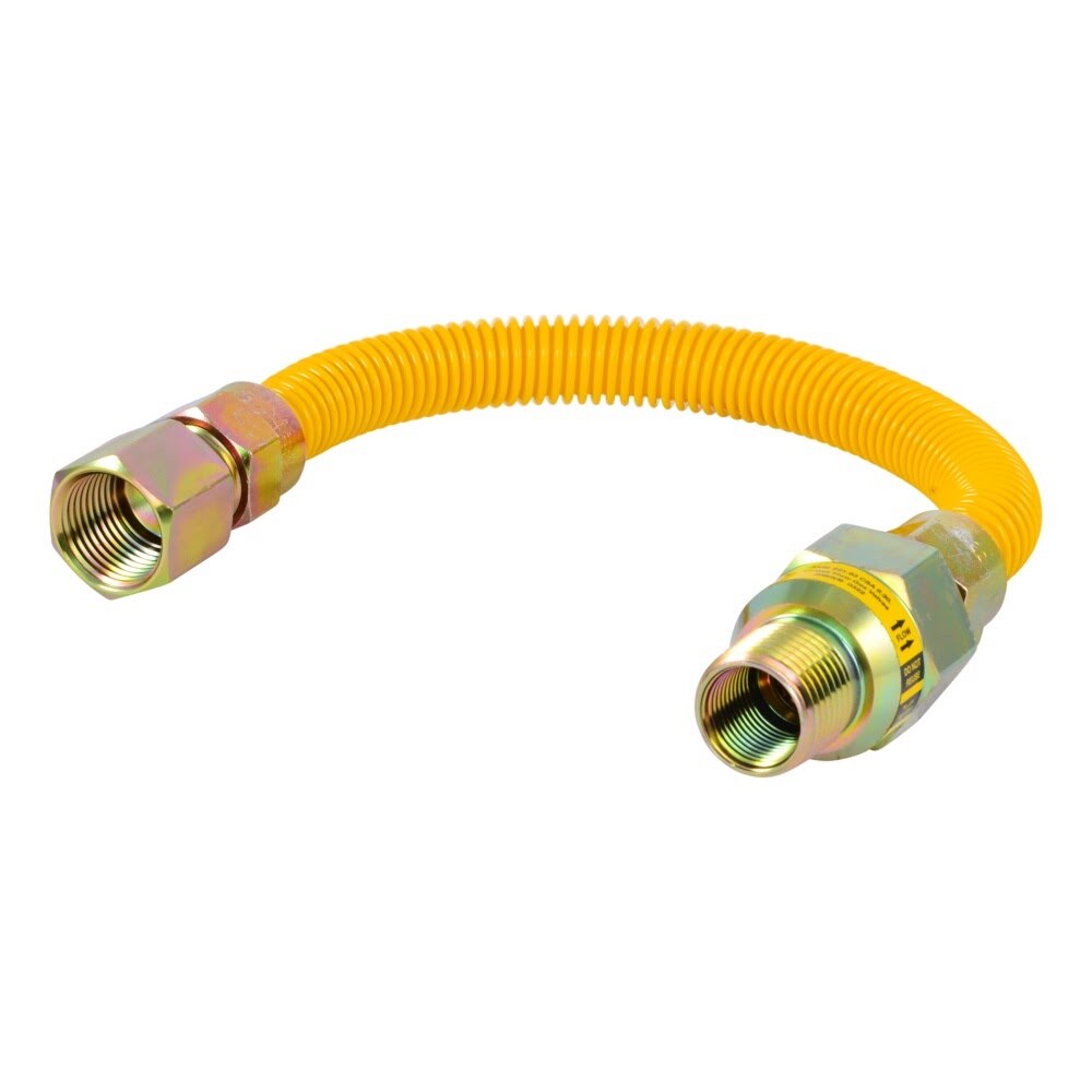 Eastman 20YE51V012B Half Inch OD 12 Inch Yellow Stainless Steel EFV Gas Connector FIP x MIP
