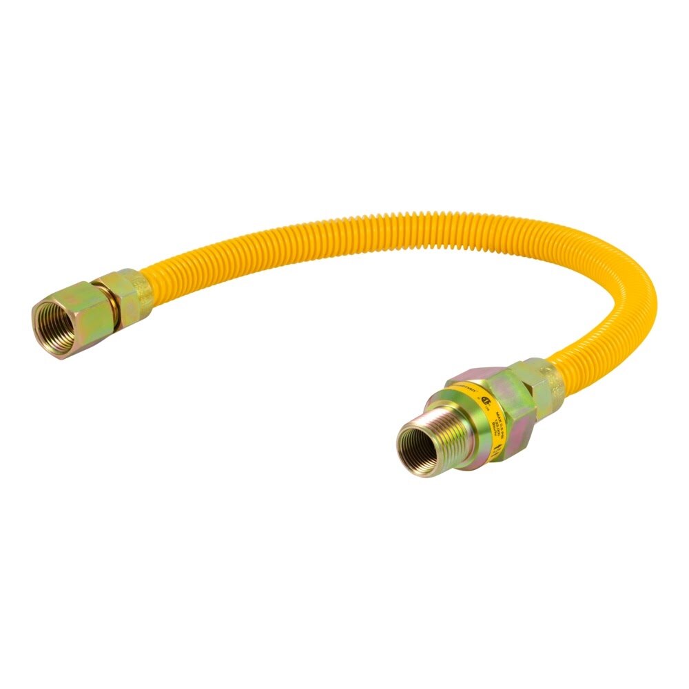 Eastman 20YE51V018B 1/2 in. OD x 18 in. Yellow Coated Stainless Steel Gas Connector with EFV