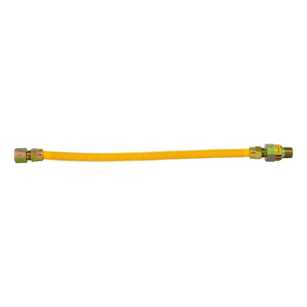 Eastman 20YE51V018B 1/2 in. OD x 18 in. Yellow Coated Stainless Steel Gas Connector with EFV - 2