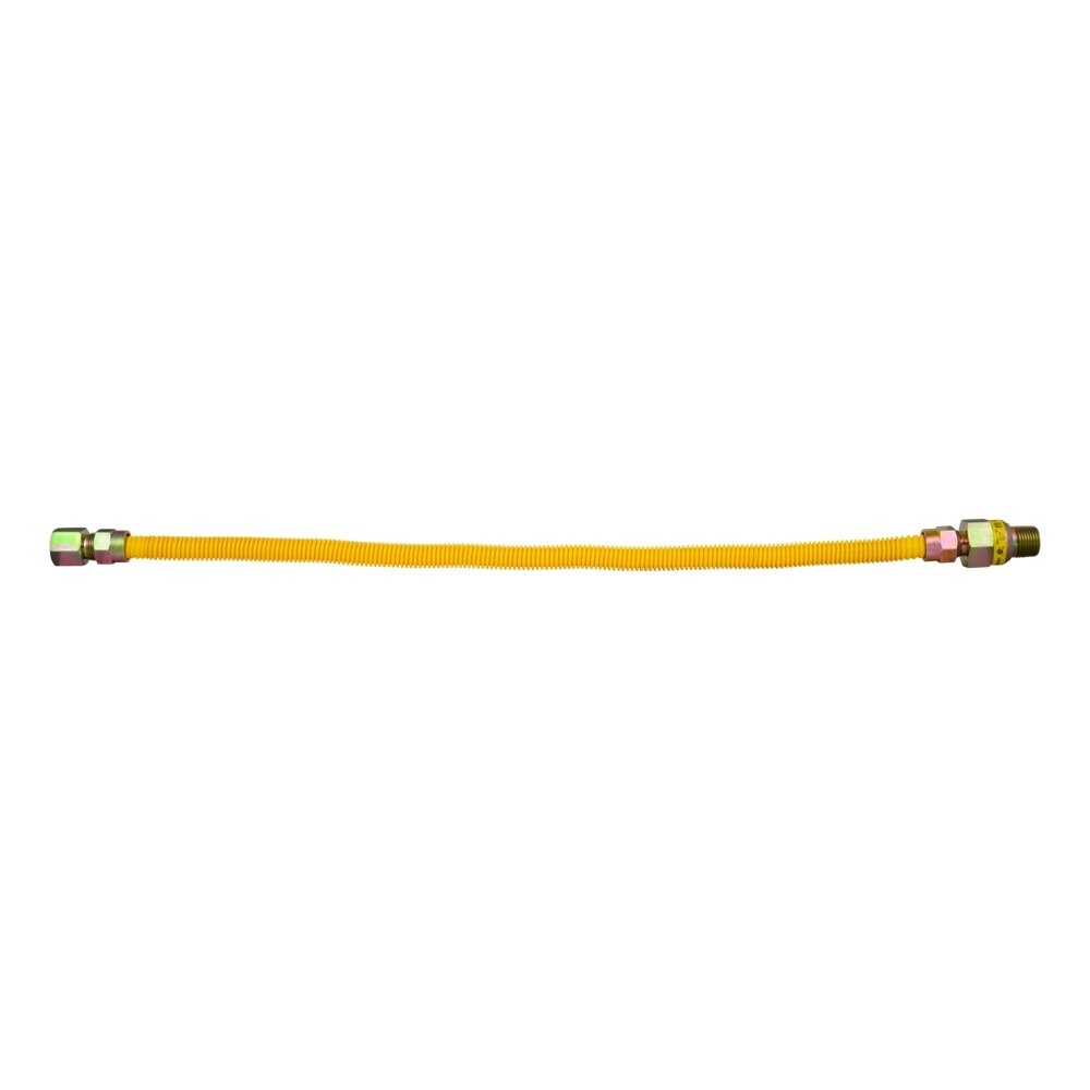 Eastman 20YE51V024B 1/2 in x 24 in Yellow Stainless Steel Gas Connector with EFV - 2