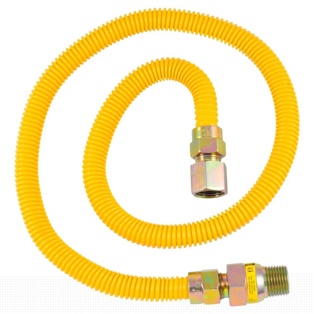 Eastman 20YE51V036B 1/2 in. x 36 in. Yellow Stainless Steel Gas Connector with EFV