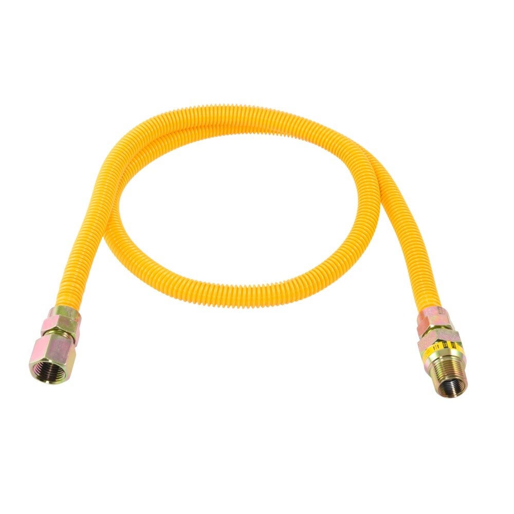 Eastman 20YE51V048B 1/2 in. OD x 48 in. Yellow Stainless Steel Gas Connector with EFV