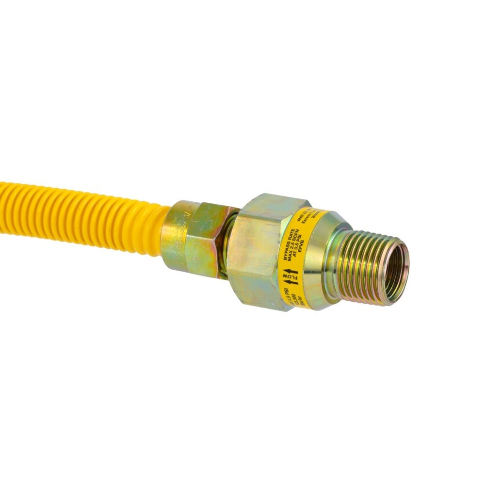 Eastman 20YE51V072B 72 in. Yellow Stainless Steel Gas Connector with EFV 1/2 in. FIP x 1/2 in. MIP - 3