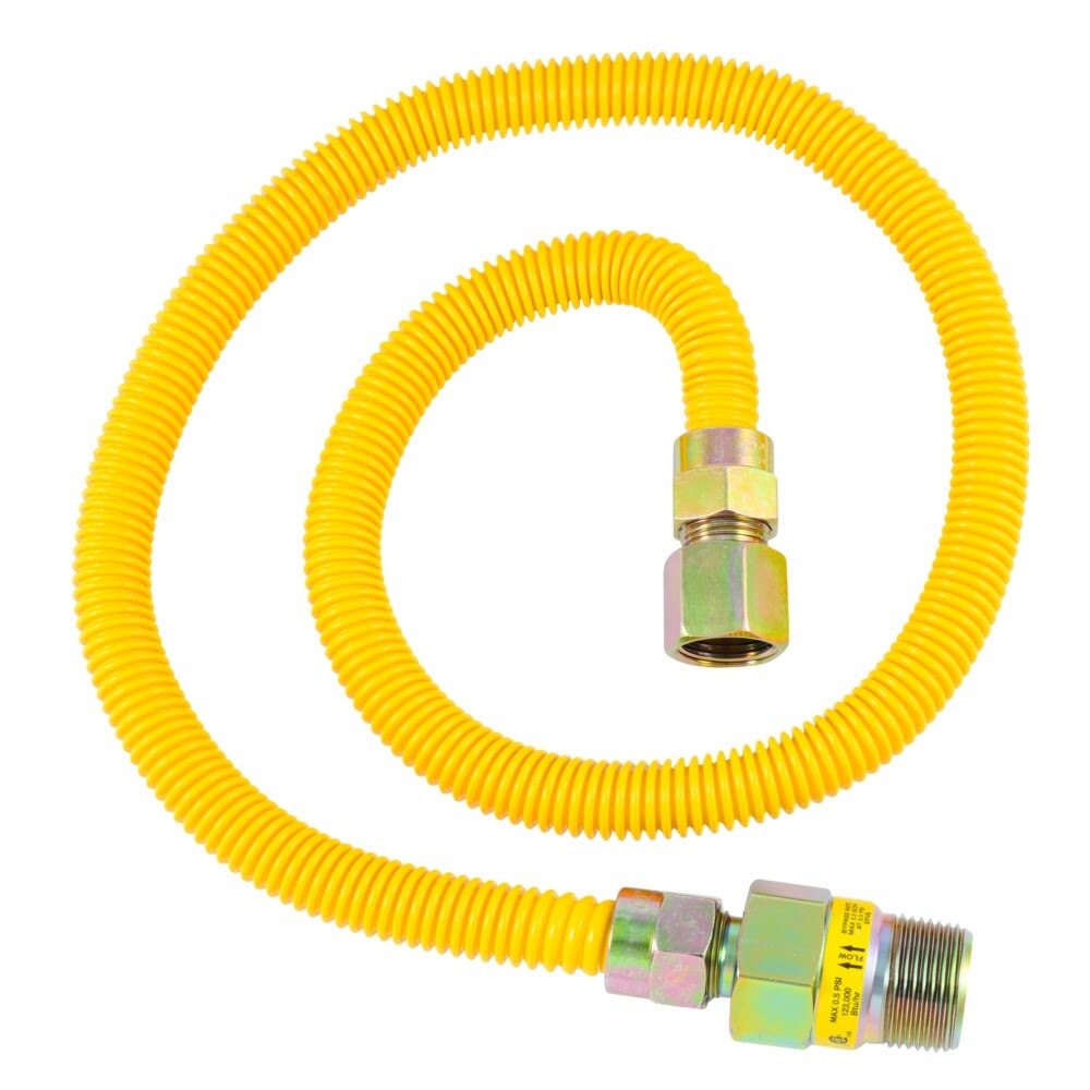 Eastman 20YE51V436B 1/2 in. OD x 36 in. Yellow Coated Stainless Steel Gas Connector with EFV