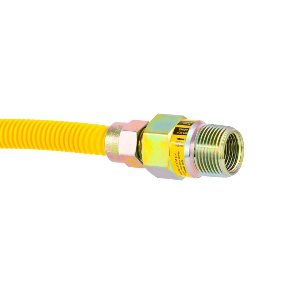 Eastman 20YE51V436B 1/2 in. OD x 36 in. Yellow Coated Stainless Steel Gas Connector with EFV - 3